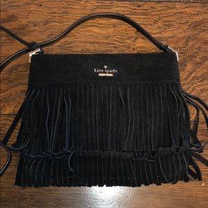 Black Kate Spade fringe bag